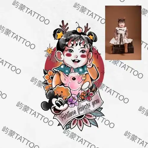 一直想纹身,纠结了很久不知道纹什么,纹身师建议我把我女儿肖像纹在