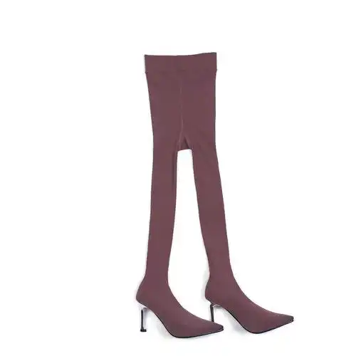 2022瘦腿连裤靴女网红连身丝袜靴细高跟鞋伪娘长筒靴46大码一体靴