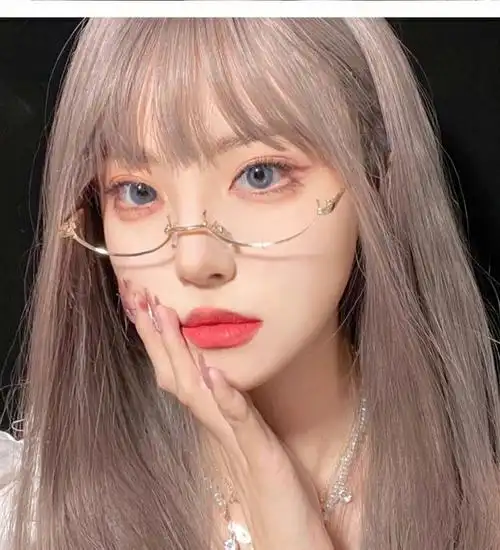喜圣多新品朋克眼镜网红下半框眼镜框女日系二次元御姐软妹装饰无边框