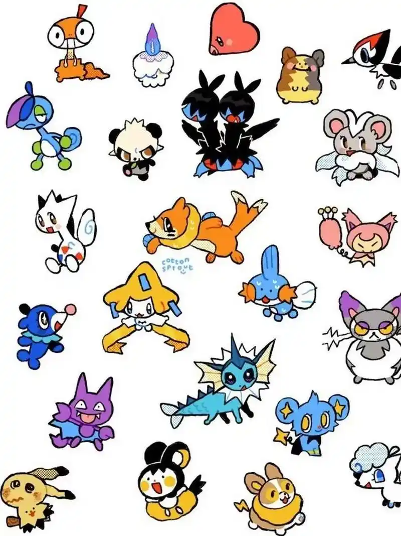 q版宝可梦图鉴7815可爱涂鸦插画壁纸 宝可梦 via cottonsprout