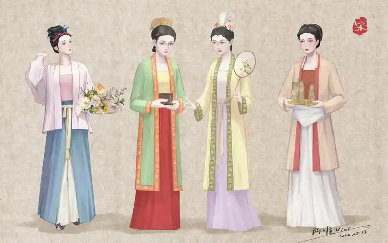 宋代女性服装绘制
