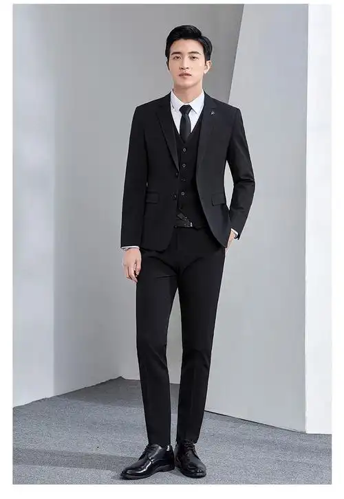 vorlansa西服套装男士商务修身西装男工作服银行职业正装保险小西服男