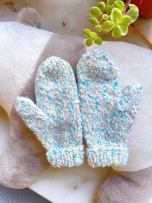 儿童棒针手套来啦附文字图解