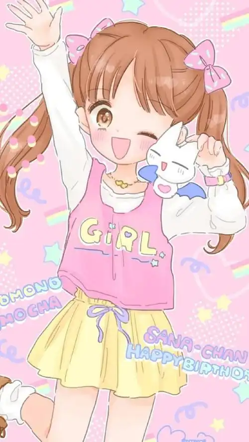 动漫 平铺 萌物 软妹 少女心 粉色 卡通 可爱 人物 萌萌的 手机壁纸