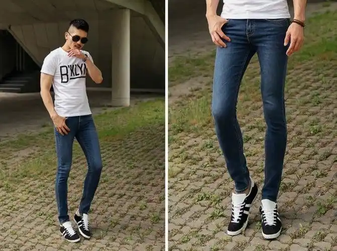 牛仔裤复古修身紧身长裤韩国男明星小脚