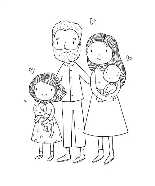 一个幸福的家庭,父母和孩子可爱图片