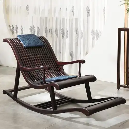 新中式酸枝木卧室客厅书房全实木休闲椅懒人椅摇椅