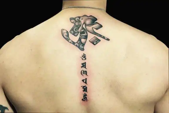 黑色点刺梵文纹身图案梵文刺青