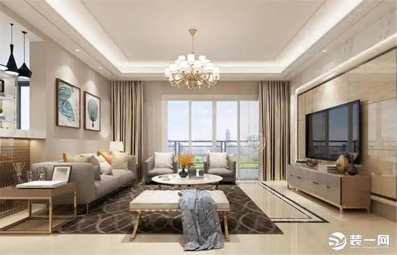 同景国际 140平方四居室 新中式风格 客厅 装修效果图