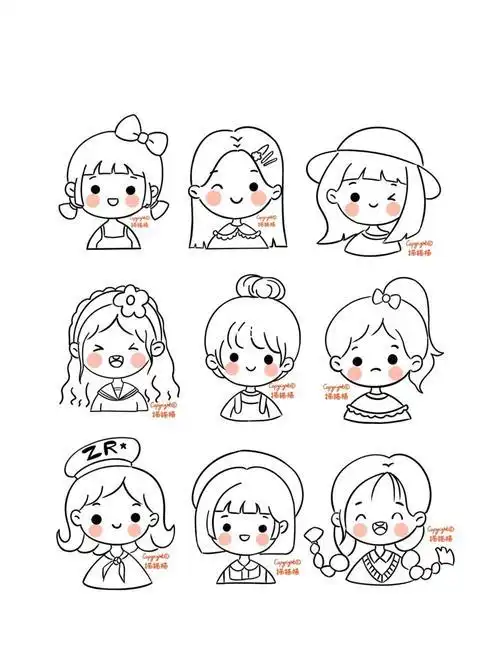 的画法教程简笔q版女孩图片可爱的q版女孩人物画法儿童卡通人物简笔画