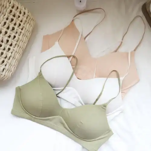 日系无钢圈春夏文胸大胸显小薄款少女小胸聚拢学生莫代尔棉质内衣