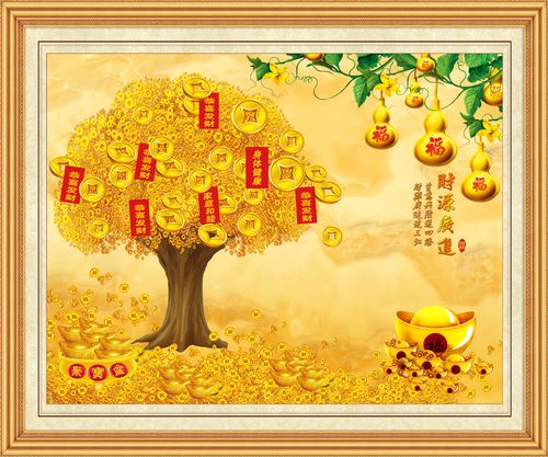 装饰画现代新中式客厅玄关背景墙无框画风景招财摇钱树现代装饰画