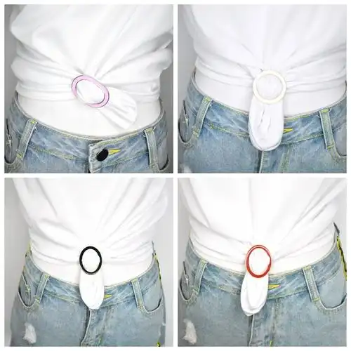 日字丝巾扣夏季t恤衣角打结扣下摆丝巾扣环韩国百搭两用简约韩版