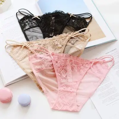 少女性感小内内蕾丝面料内裤女生 夏季低腰加大码性感三角裤纯棉档