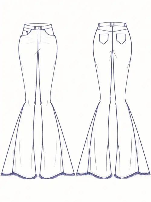 服装设计裤子效果图练习裤子款式图