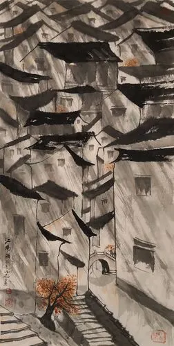 王全大水墨写意"烟雨江南运河雪"