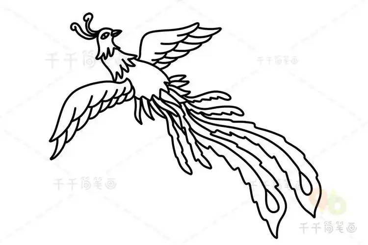 吉祥鸟凤凰怎么涂色简单好看bird coloring drawing_动物涂色画简笔画