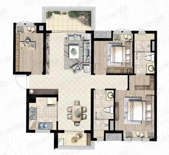 奥园东江誉府4室2厅2卫的户型