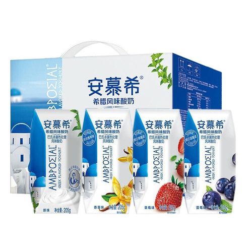 新日期安慕希希腊风味原味菠萝味酸奶205g*12盒整箱酸牛奶整箱批营养