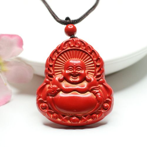 眷钰 正品高含量朱砂佛公吊坠佛光万丈红砂本命年挂件项链0511