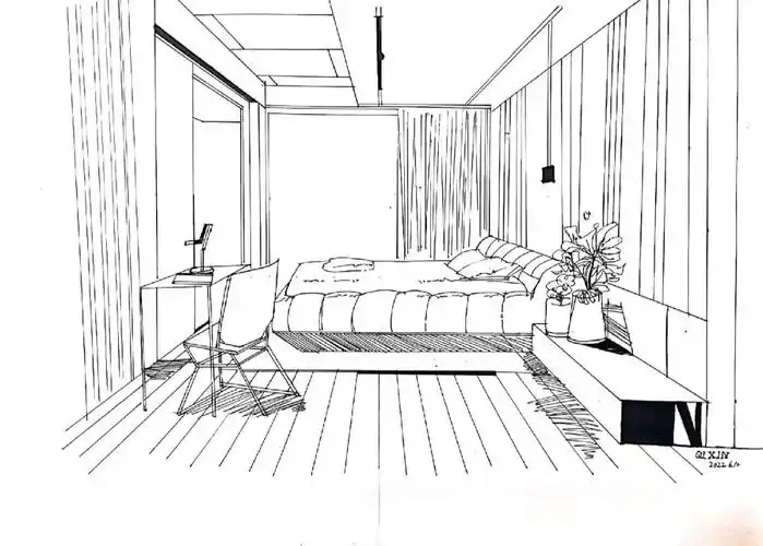 卧室效果图线稿181000