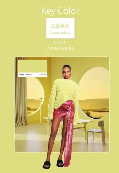 流行色 | 2025年春夏女装毛衫关键色彩趋势:金丝雀黄