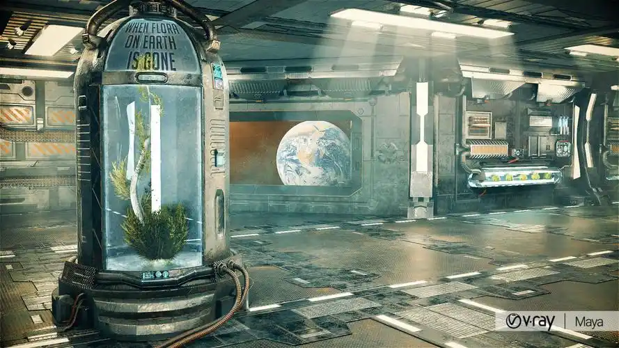 科幻走廊实验室3d模型