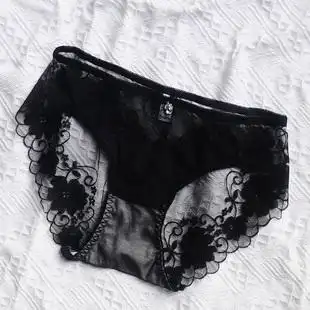内裤女士性感蕾丝女款火辣无痕透明纯棉抗菌全棉裆黑色大码纯欲惑
