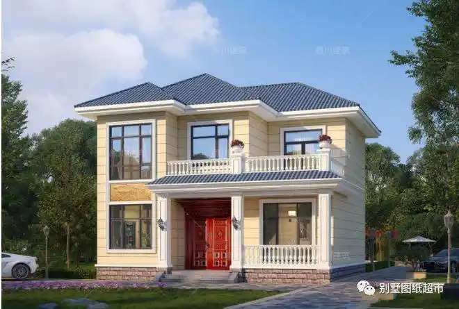 二层农村自建房,经济实用,外观漂亮大方|露台|卧室|客厅|卫生间|别墅