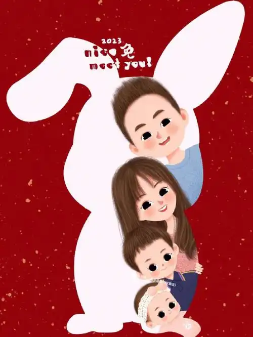 亲子头像  #头像分享  #一家四口头像  #卡通头像  #手绘头像