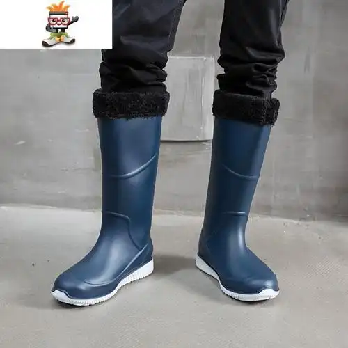 高筒雨鞋男时尚长筒男士水靴钓鱼鞋防水鞋户外防滑套鞋洗车工作鞋闪潮