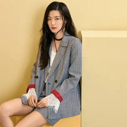 韩都衣舍全智贤明星同款2018春装新款长袖时尚套装女ig8011侥