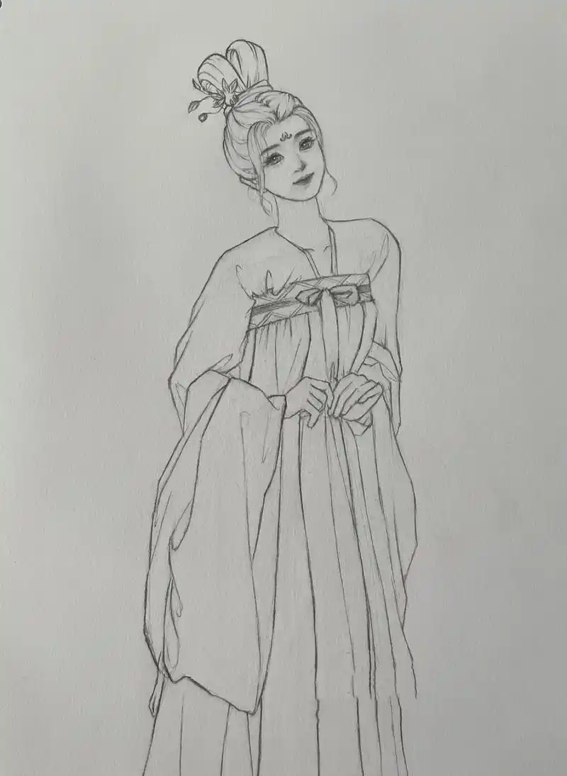 铅笔手绘25 | 小兰花 | 虞书欣 尝试画了全身,a4纸,所以脑袋很小了,比