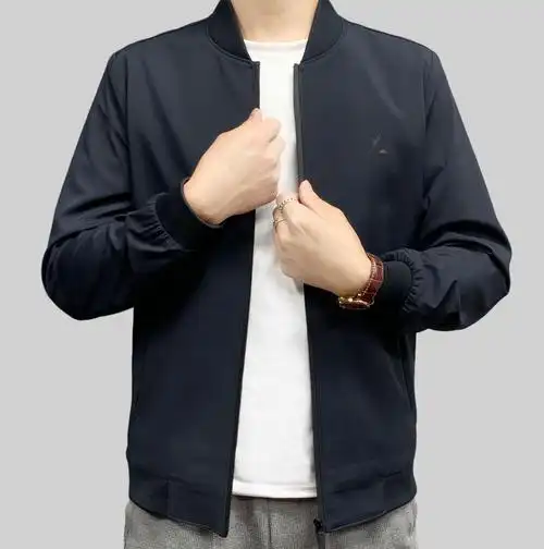 春装新品男外套爸爸装夹克衫春秋季中老年男装商务休闲4050岁男士