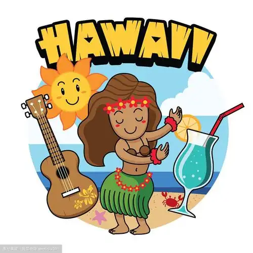 可爱的卡通夏威夷女孩跳舞