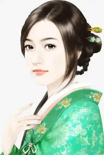 古风美女侧面png素材透明免抠图片-卡通手绘