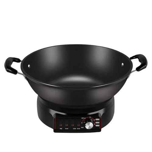 电炒锅多功能家用电热锅铸铁电锅爆炒蒸煮煎炸插电炒菜锅不粘锅