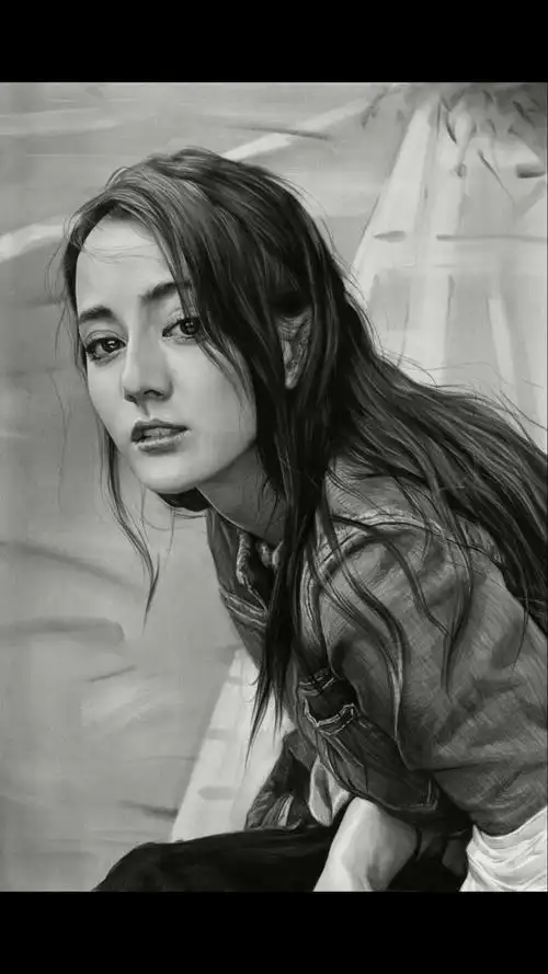 绘画#刘斌老师写实素描人物《迪丽热巴》-度小视