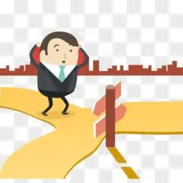 分岔口纠结的卡通男子矢量素材