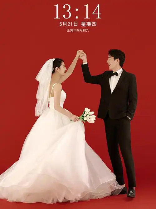 红色背景婚纱照用作手机壁纸真的超绝75