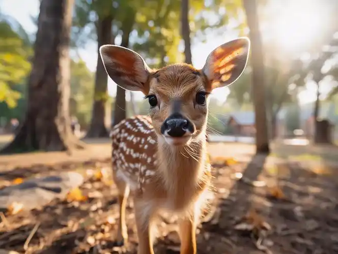 森林里可爱的小鹿梅花鹿大自然野生动物