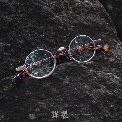 谨制个性金子万年龟下半框眼镜框 手工纯钛日式复古半框近视眼镜