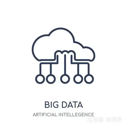大数据图标.从人工智能收集看大数据线性符号的设计插画-正版商用图片