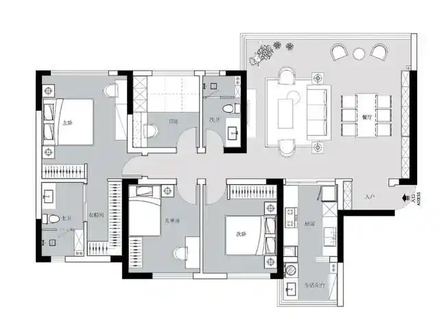 最终平面图 & plane graph原始户型方正,整体结构布局能够满足业主一