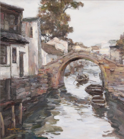 水乡油画