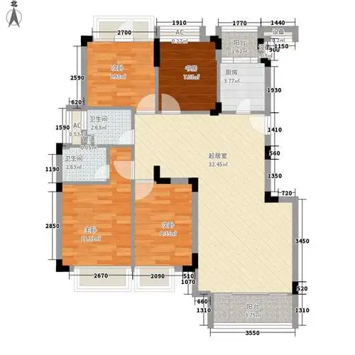 江南世家别墅4室0厅2卫1厨119.00㎡户型图