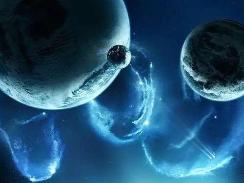 蓝色空间星系的星球的美丽 壁纸 - 1024x768