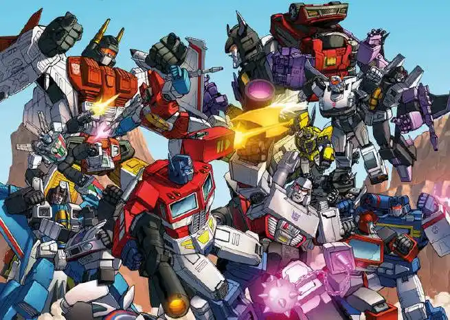变形金刚超话分享一下各种g1博派/狂派集结和乱斗插画,主打一个人多