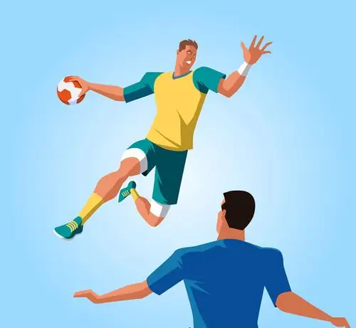 创意手球比赛男子矢量素材_体育运动_懒人图库