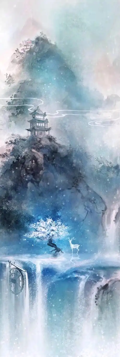 古风山水唯美蓝色